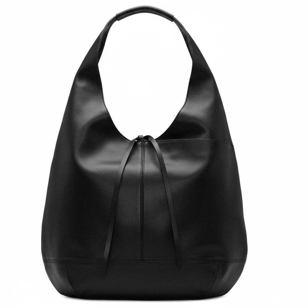 Lucky Brand Leather Smooth Grain Mia Hobo Bag Black One Size NWOT